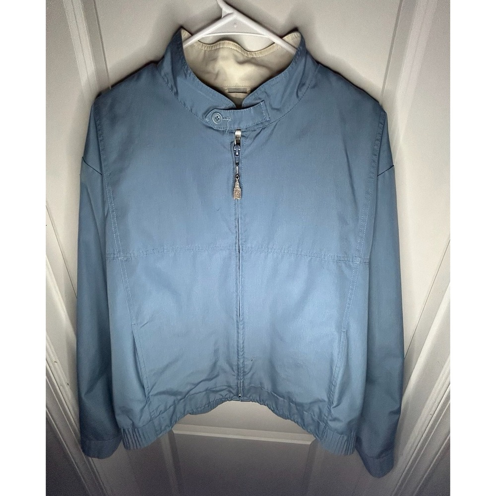 Vintage 80's London Fog Baby Blue Full Zip Casual Work Jacket Sz Mens XL